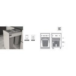 PORTARESIDUOS 2x18LTS. M40 SIN GUIA