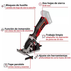 EINHELL MINI CIRCULAR TECS 18 SOLO +KIT DISCOS
